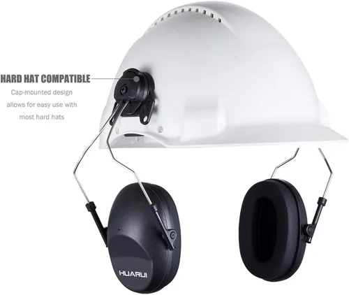 Vista 3 de Casco con cancelación de ruido, orejeras acoplables, bloqueo de sonido, protección auditiva para sitios de construcción, adaptadores