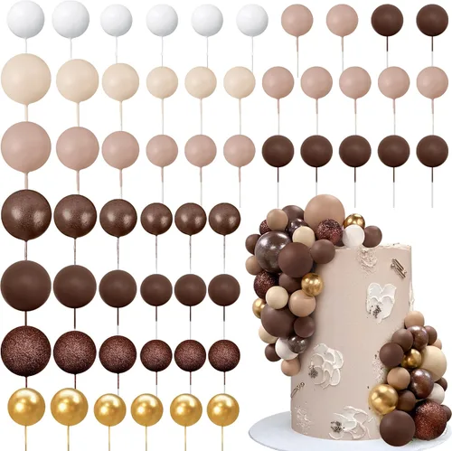 Vista 17 de 56 piezas de bolas de perlas para tarta con forma de bola, decoraciones de tarta con bolas de perlas para tarta de cumpleaños, boda, suministros