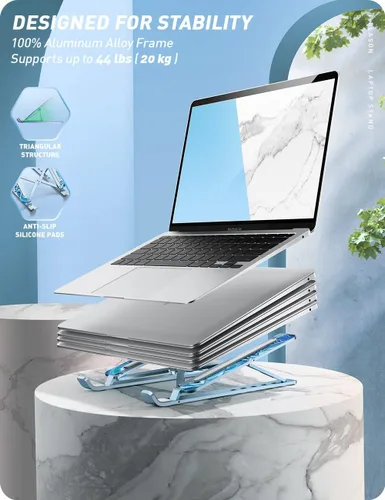 Vista 4 de i-Blason Cosmo - Soporte elevador ajustable de aleación de aluminio para laptop con soporte multiángulo compatible con MacBook Pro/MacBook Air