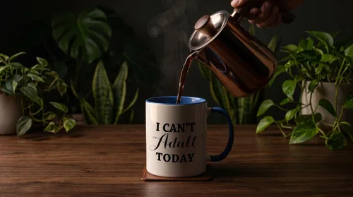 Vista 4 de 3dRose mug_237117_6 I Cant Adult Today - Taza azul de dos tonos, 11 onzas