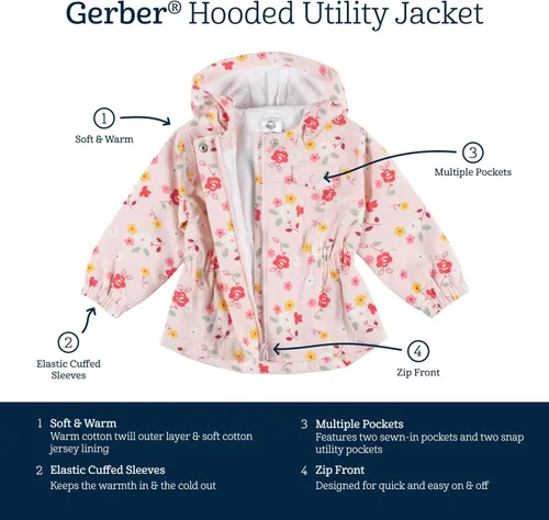 Vista 6 de Gerber Chaqueta de sarga de algodón con capucha para bebé (niño pequeño)