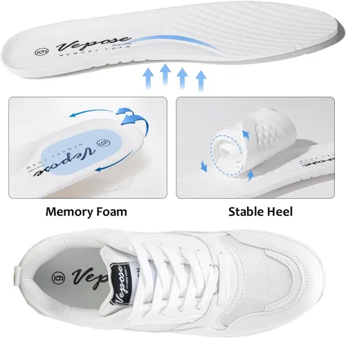 Vista 5 de Vepose Zapatillas de moda para mujer, zapatillas de cuña con soporte de arco para mujer