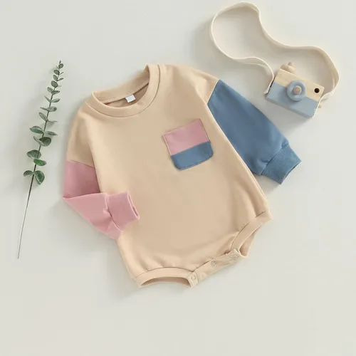 Vista 2 de DNOMAID YZARC Sudadera para bebé niño y niña, con bloques de color, manga larga, diseño de burbujas, de gran tamaño, suéter