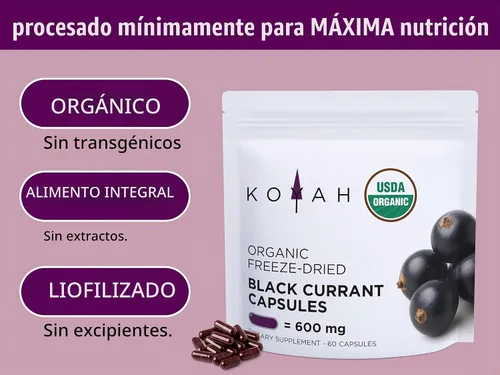 Vista 5 de KOYAH - Cápsulas de grosella negra orgánica, liofilizadas: 60 cápsulas