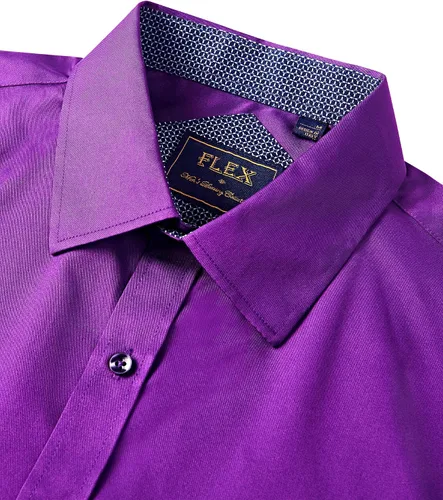 Vista 3 de J.VER Camisa de vestir de manga larga para hombre, estilo informal, elástica, sin arrugas, ajuste regular, abotonada