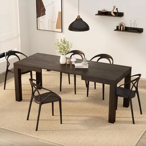 Vista 15 de Mobili Fiver, mesa extensible First, fresno negro, fabricada en Italia