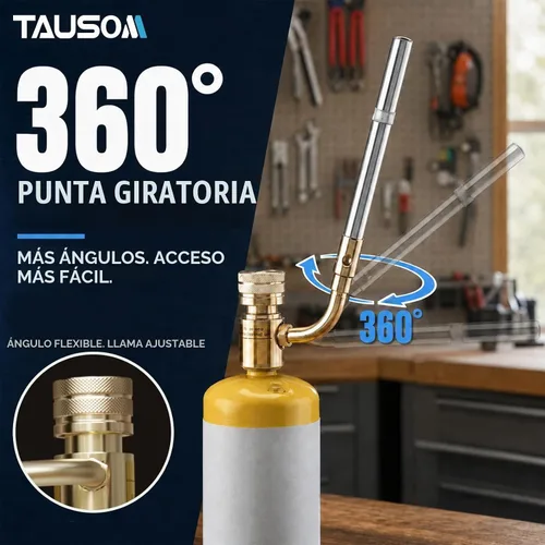 Vista 3 de 360° Swivel Propane Torch Head, Adjustable for Soldering and Brazing Dorado