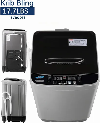 Vista 8 de Lavadora completamente automática de 17.7 libras con pantalla LED, bomba de drenaje portátil, 10 programas y 8 niveles de agua seleccionados, ideal