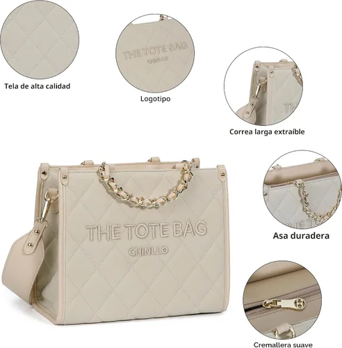 Vista 3 de Chinllo - Bolso de mano para mujer, bolsa satchel con asa superior y correa para el hombro