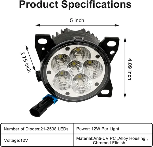 Vista 6 de Juego de lámparas LED para luces antiniebla de reemplazo para Kenworth T660 T680 (SET)