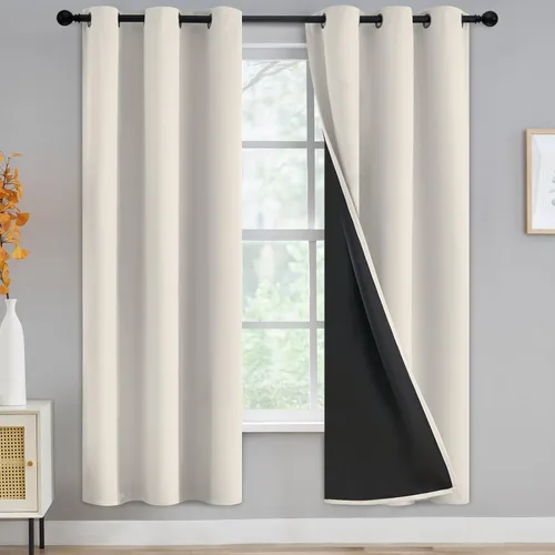 Vista 85 de Yakamok Cortinas negras, cortinas de ventana con aislamiento térmico y eficiencia energética para dormitorio, cortinas opacas completas y cortinas