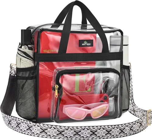 Vista 84 de MAY TREE Bolsa transparente para eventos en estadios de 12 x 6 x 12 pulgadas, bolsa de almuerzo transparente con correas reforzadas para trabajo