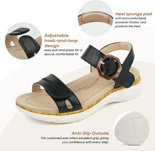 Vista 5 de ORTOREX Sandalias ortopédicas con soporte de arco para mujer, sandalias cómodas para caminar