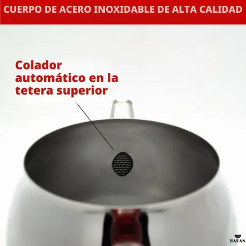 Vista 4 de Hakan Juego de tetera con tapa doble colador, juego de mini tetera doble de acero inoxidable, estilo samovar turco, tetera para té de hojas sueltas