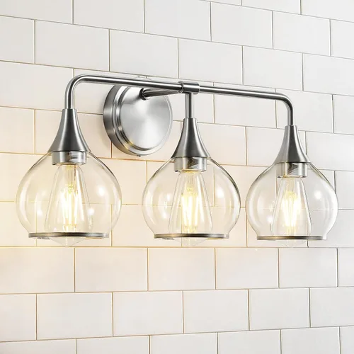 Vista 15 de Accesorios de iluminación de baño en oro cepillado, luces de tocador de 2 luces con pantalla de vidrio esmerilado blanco lechoso, lámpara de tocador