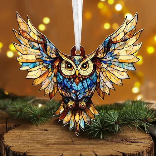 Vista 22 de FLAGWIX Regalos de águila calva de Navidad para hombres y mujeres - Adornos acrílicos planos 2D (no 3D) 2025 para decoraciones - Adorno de águila