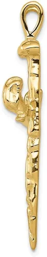 Vista 2 de Encanto de cruz de uñas pulido de oro amarillo real de 14 quilates, Primario - Pureza 14K