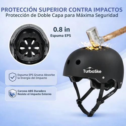 Vista 4 de Casco de patineta, casco BMX, casco multideporte, casco de bicicleta para niños, jóvenes, hombres, mujeres
