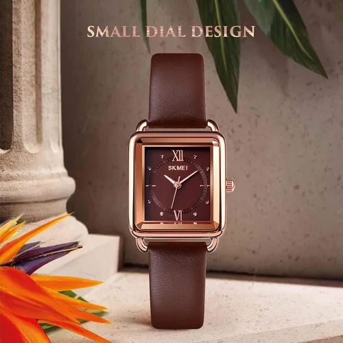Vista 6 de SKMEI Reloj de mujer elegante reloj de pulsera rectangular de cuero para damas reloj analógico de cuarzo impermeable para mujer
