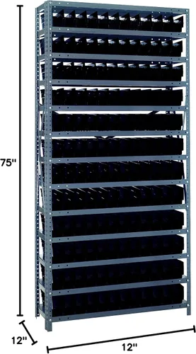 Vista 10 de Quantum QSBU-245BK Heavy Duty Shelving Unit with (7) Shelves and (24) QUS245 Black Bins for Garage Warehouse Storage Distribution 400 lb Load