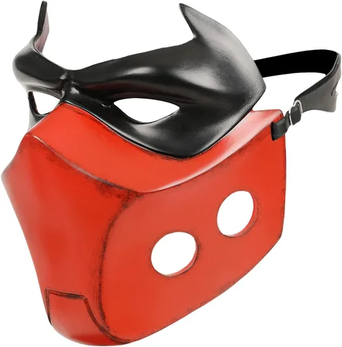 Vista 3 de Máscara de capucha roja, casco de Jason, casco de lujo Jason Todd, accesorios de disfraz de Halloween, capucha roja, cosplay, resina