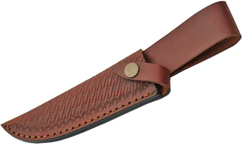 Vista 3 de SCO Supplies - Cuchillo de caza de lobo de acero de 9.75 pulgadas con mango de ciervo auténtico, hoja de acero inoxidable, protector de latón