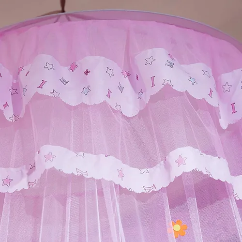 Vista 8 de Sorandy Cortina de cama de princesa de encaje con toldo redondo para cama de niños, cúpula universal para colgar en la cama, decoración