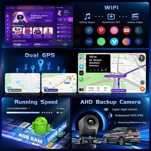 Vista 6 de 4G+128GB Android 15 Estéreo de coche para Toyota Tacoma 2005-2015