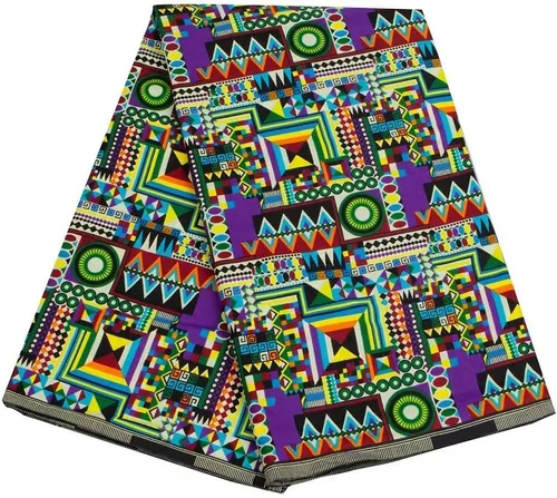 Vista 6 de BintaRealWax Tela africana de 6 yardas 100% algodón Ankara Kente Print Fabric Paño geométrico circular rojo de la impresión de la cera