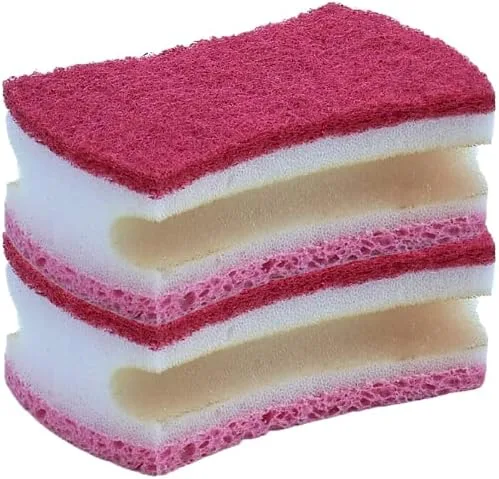 Vista 7 de Esponja exfoliante antiarañazos con un agarre cómodo, esponja de cocina resistente de doble cara, esponja de celulosa, sin arañazos, con juego