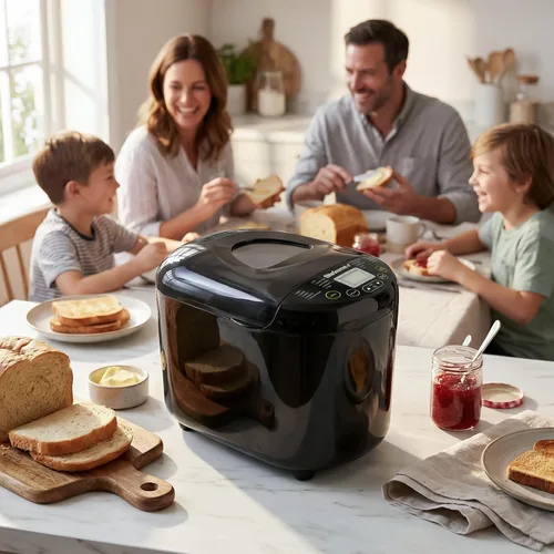 Vista 3 de Elite Gourmet - Máquina para hacer pan programable, 2 libras, 3 tamaños, 19 preajustes, color negro Cuenta con ajustes preestablecidos sin gluten