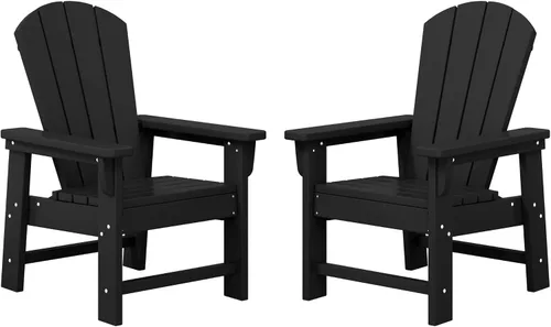 Vista 38 de WestinTrends Malibu Kids - Silla de patio de plástico HDPE Adirondack para exteriores, color negro