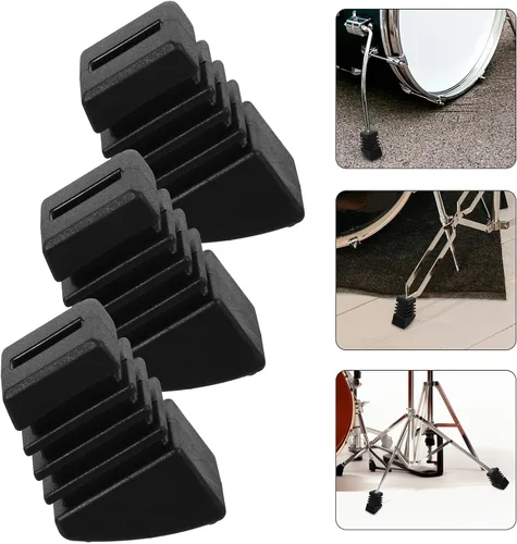 Vista 9 de 3pcs Black Rubber Drum Rack Feet Sleeves Anti Slip Floor Protectors