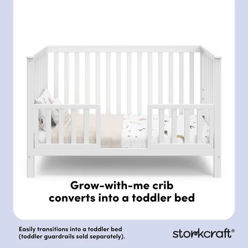 Vista 17 de Stork Craft, Cuna Convertible con Bordes Fijos Hillcrest, Blanco