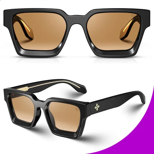 Vista 12 de VISOONE Moda 100% UV400 Protección Rectángulo TR90 Y2K Gafas de sol Accesorios para Mujeres Hombres RIVER, Transparente/Gris Rosa
