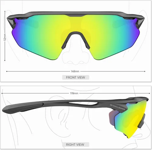 Vista 5 de Lentes de sol polarizados para ciclismo con 5 micas UV400, con armazón TR90.