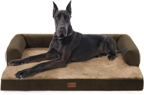 Vista 61 de Cama ortopédica para perros extragrandes, cama de espuma XL con forma de caja de huevos impermeable con lados 45x35 pulgadas, cama de sofá