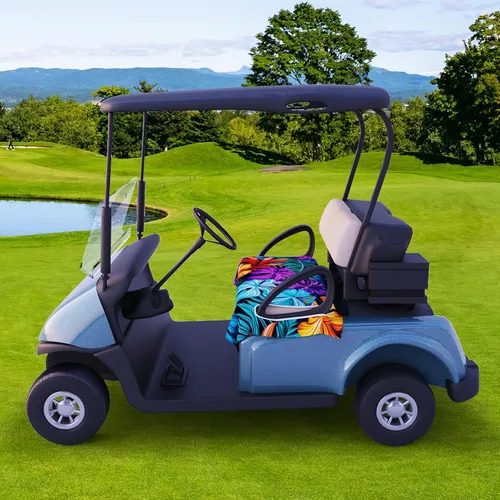 Vista 7 de AQQA Fundas para Asientos de Carrito de Golf, Manta de Asiento de Carrito de Golf de Microfibra Tropical Hoja de Palma-Boho-Mármol, Manta de Golf