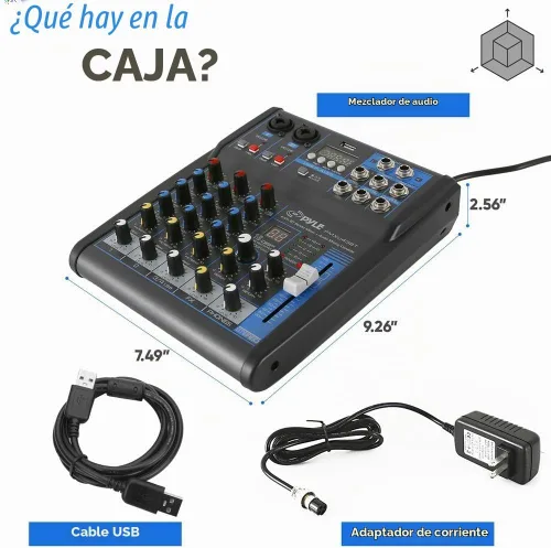 Vista 8 de Pyle Mezclador de Audio Profesional Placa de Sonido Consola del Sistema - 4 Canales - Bluetooth - Entrada USB MP3 para Computadora - 48V Phantom