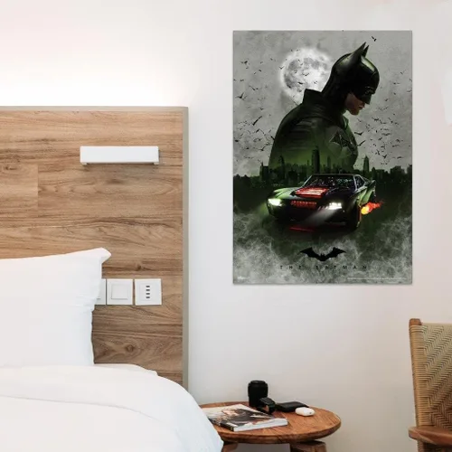 Vista 3 de MIGHTYPRINT DC Comics – The Batman – Batmobile in Gotham City – Arte de pared duradero de 17 x 24 pulgadas – No hecho de papel – Coleccionable