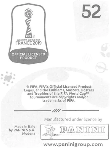 Vista 2 de Calcomanías coleccionables de la Copa Mundial Femenina de la FIFA Francia 2019 (solo adhesivo individual) Fútbol #52 Jang Selgi República de Corea