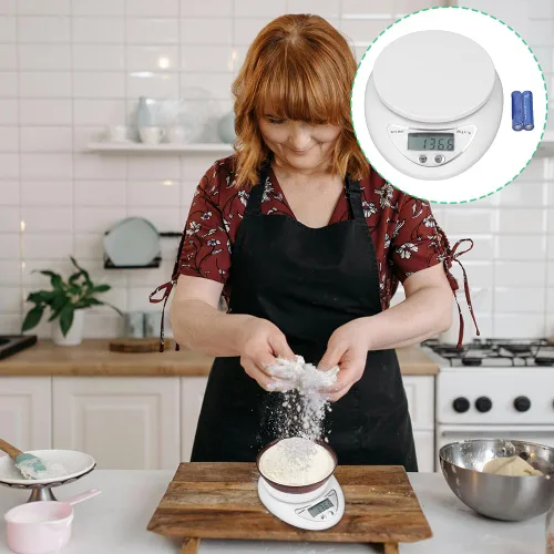 Vista 3 de Joyzan Báscula digital de cocina, pantalla LCD de alimentos, gramos, onzas, unidades de libra, pesa hasta 11.0 lbs, pesaje, medición de pérdida