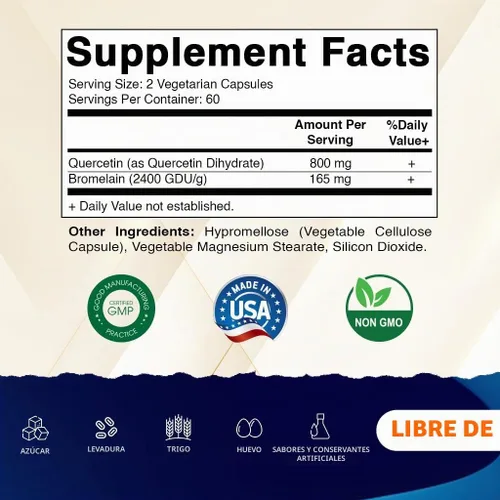 Vista 2 de Vitamatic Quercetina con bromelina, 120 cápsulas vegetarianas - Paquete de 2
