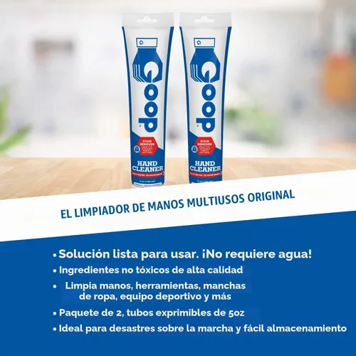 Vista 3 de GOOP Limpiador de manos multiusos sin agua y removedor de manchas, tubo de 5 onzas (paquete de 2)