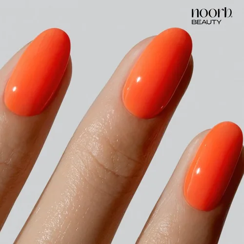 Vista 4 de Esmalte de gel naranja, esmalte de uñas de gel natural sin olor con pigmentos orgánicos, esmalte de uñas de gel UV en naranja