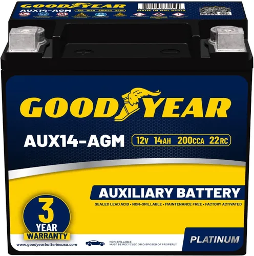 Vista 10 de Goodyear AUX12-AGM 12V 12 AH, 20RC, 200 CCA Platinum serie recargable AGM batería auxiliar sin mantenimiento
