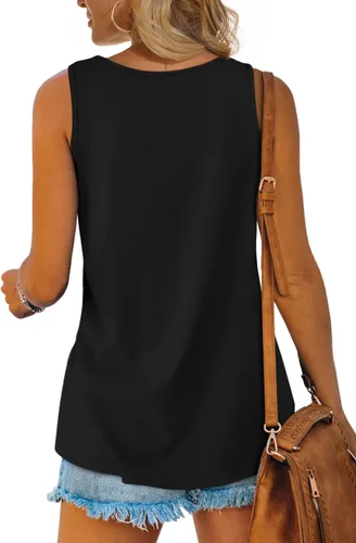 Vista 5 de OFEEFAN Camisetas sin mangas para mujer, escote redondo amplio, ajuste holgado, ropa de verano