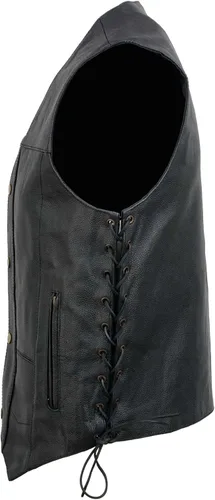 Vista 8 de EVENT LEATHER EL1310GO Hombres Clásico Estilo Occidental Botón de Presión Negro Chaleco de Cuero para Motociclistas