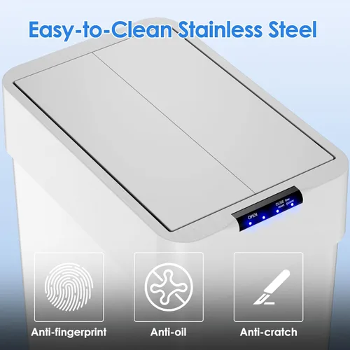 Vista 6 de Basurero automático con sensor de movimiento sin contacto de 13.2 galones, cubo de basura inteligente con tapa de cierre suave, anillo de retención