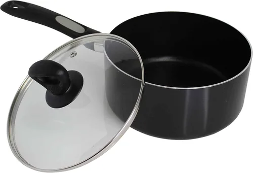 Vista 6 de Mirro A7972484 Get A Grip - Cacerola antiadherente de aluminio de 3 cuartos con tapa de vidrio, utensilios de cocina, color negro